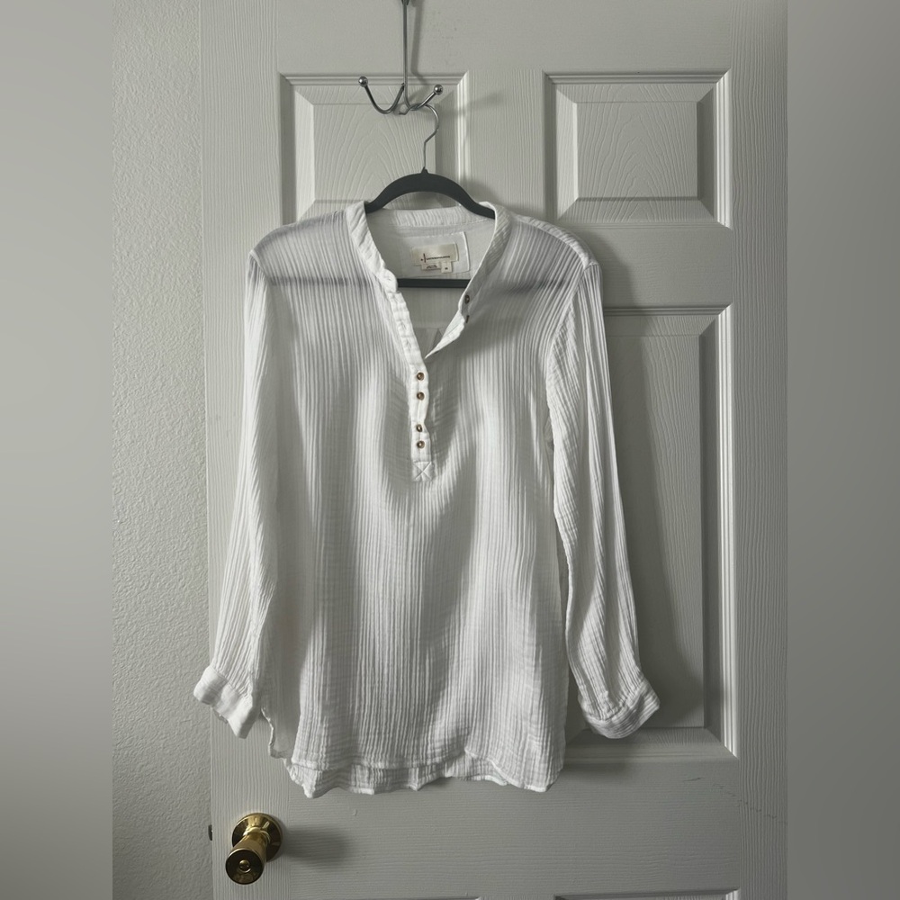 Anthropologie Ivory Button-Down Blouse